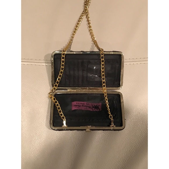 Small black rhinestone clutch w/ gold strap - Picture 4 of 4